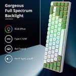 Owpkeenthy Wired 65% Percent Mechanical Gaming Keyboard Creamy Keycaps with Red Switch Ultra Compact RGB 60% Cute Green Gaming Keyboard N-Key Rollover for PC Gamer (Matcha/68 Red Switch)