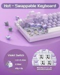 MageGee SKY98 Mechanical Gaming Keyboard, 96% Gasket Hot Swappable Wired Custom Creamy Keyboard with 5-Layer Sound Dampening, RGB Backlit, NKRO for Win/Mac (Violet, Violet Switch)