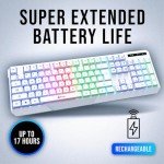 KLIM Chroma Wireless Gaming Keyboard RGB - New 2024 - Long-Lasting Rechargeable Battery - Quick & Quiet Typing - Water Resistant Backlit Wireless Keyboard - Teclado Gamer - PC PS5 PS4 Xbox One Mac