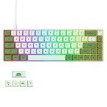 Owpkeenthy Wired 65% Percent Mechanical Gaming Keyboard Creamy Keycaps with Red Switch Ultra Compact RGB 60% Cute Green Gaming Keyboard N-Key Rollover for PC Gamer (Matcha/68 Red Switch)