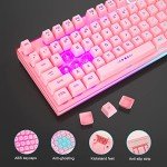 MageGee GT838 Gaming Keyboard and Mouse Combo, 104 Keys RGB Backlit Quiet Wired Keyboards for Laptop PC MAC, with Number Pad, Metal Panel, Anti-Ghosting, Pink