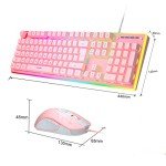 MageGee GT838 Gaming Keyboard and Mouse Combo, 104 Keys RGB Backlit Quiet Wired Keyboards for Laptop PC MAC, with Number Pad, Metal Panel, Anti-Ghosting, Pink