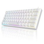 MageGee Mini 60% Gaming Keyboard, Upgrade RGB Backlit 61 Key Ultra-Compact Keyboard, TS91 Ergonomic Waterproof Mechanical Feeling Office Computer Keyboard for PC, MAC, PS4, Xbox ONE Gamer(White)