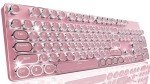 EWEADN TK950 Typewriter Keyboard Wireless Mechanical Keyboard, 104 Keys Aesthetic Typewriter Keyboard with White Backlit, Anti-Ghosting, Blue Switch Bluetooth/2.4GHz/USB-C Wired Cute keyboard-Pink