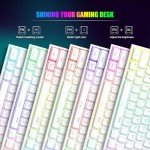 MageGee Mini 60% Gaming Keyboard, Upgrade RGB Backlit 61 Key Ultra-Compact Keyboard, TS91 Ergonomic Waterproof Mechanical Feeling Office Computer Keyboard for PC, MAC, PS4, Xbox ONE Gamer(White)