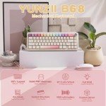 YUNZII B68 Wireless Mechanical Keyboard,Tri-Mode BT5.0/2.4GHz/USB-C,Cute PBT Keycaps,Hot Swappable Creamy Typing Gasket Mounted,RGB Backlit NKRO for Win/Mac (Beige, Milk V2 Switch)