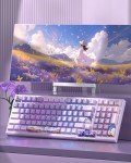 MageGee SKY98 Wireless Gasket Mechanical Gaming Keyboard, 96% Hot Swappable RGB Custom Creamy Keyboard with 5-Layer Sound Padding, BT/2.4G/USB-C, NKRO for Win/Mac (Lavender, Violet Switch)