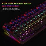 HUO JI Mechanical Gaming Keyboard Typewriter Style with RGB Side Lit and Rainbow Backlit, Retro Style, Blue Switches - Clicky, Metal Panel, Lipstick 104 Keys USB Wired for Mac, PC, Cute Pink