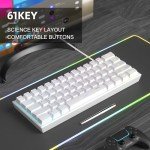 MageGee Mini 60% Gaming Keyboard, Upgrade RGB Backlit 61 Key Ultra-Compact Keyboard, TS91 Ergonomic Waterproof Mechanical Feeling Office Computer Keyboard for PC, MAC, PS4, Xbox ONE Gamer(White)