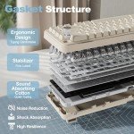 YUNZII B68 Wireless Mechanical Keyboard,Tri-Mode BT5.0/2.4GHz/USB-C,Cute PBT Keycaps,Hot Swappable Creamy Typing Gasket Mounted,RGB Backlit NKRO for Win/Mac (Beige, Milk V2 Switch)