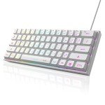 MageGee Mini 60% Gaming Keyboard, Upgrade RGB Backlit 61 Key Ultra-Compact Keyboard, TS91 Ergonomic Waterproof Mechanical Feeling Office Computer Keyboard for PC, MAC, PS4, Xbox ONE Gamer(White)