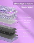MageGee SKY98 Wireless Gasket Mechanical Gaming Keyboard, 96% Hot Swappable RGB Custom Creamy Keyboard with 5-Layer Sound Padding, BT/2.4G/USB-C, NKRO for Win/Mac (Lavender, Violet Switch)