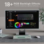 RK ROYAL KLUDGE RK61 Plus Mechanical Keyboard, 60% Percent Wireless Gaming Keyboard with USB Hub, Bluetooth/2.4Ghz/Wired RGB Hot Swappable PC Keyboard for Win/Mac/Android, Tactile Pale Green Switches