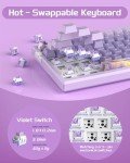MageGee SKY98 Wireless Gasket Mechanical Gaming Keyboard, 96% Hot Swappable RGB Custom Creamy Keyboard with 5-Layer Sound Padding, BT/2.4G/USB-C, NKRO for Win/Mac (Lavender, Violet Switch)
