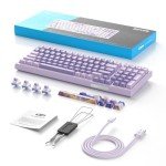 MageGee SKY98 Wireless Gasket Mechanical Gaming Keyboard, 96% Hot Swappable RGB Custom Creamy Keyboard with 5-Layer Sound Padding, BT/2.4G/USB-C, NKRO for Win/Mac (Lavender, Violet Switch)