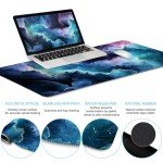 LIMKRIAN Galaxy Mouse Pad Set Large Desk Matt for Desktop, Ergonomic Mouse Pad with Wrist Rest for Desk, Gaming Mouse Pad Wrist Support Keyboard Mat Cup Coaster Set Cute Office Desk Decor Accessories