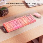 Pink Light Up Keyboard and Mouse Wireless,Cute 2.4Ghz Cordless Rechargeable Transparent Backlit Keyboard,15 Backlight Effects,Volume Knob,RGB Mouse with 3 DPI for Mac Computer PC Laptop Desktop iPad