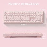 Basaltech Pink Keyboard with 7-Color LED Backlit, 104 Keys Quiet Silent Light Up Keyboard, 19-Key Anti-Ghosting Cheap Gaming Keyboard Mechanical Feeling Waterproof Wired USB for Computer, Mac, Laptop