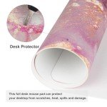 QIYI Large Mouse Pad, Cute Pink Desk Mat for Desktop, Women Girls PU Leather Waterproof Gaming, Rose Gold Marble Computer PC Laptop Protector Writing Pads for School Office Home 31.5" x 11.8"