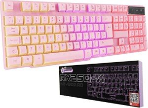 Orzly Pink Gaming Keyboard RGB USB Wired Rainbow Keyboard Designed for PC Gamers, PS4, PS5, Laptop, Xbox, Nintendo Switch, RX-250 Hornet Edition