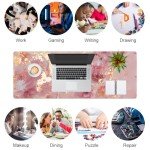 QIYI Large Mouse Pad, Cute Pink Desk Mat for Desktop, Women Girls PU Leather Waterproof Gaming, Rose Gold Marble Computer PC Laptop Protector Writing Pads for School Office Home 31.5" x 11.8"