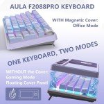 AULA Keyboard, F2088 Pro 108 Keys Purple Mechanical Red Switches Keyboard with RGB Rainbow Backlit, Removable Upper Cover,Aesthetic Media Control Knob Programmable USB Wired Keyboards for MAC PC Gamer