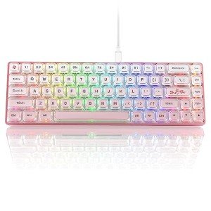 Womier W-K68 60% Keyboard Gaming - Wired Creamy Mechanical Keyboard, Hot-Swappable RGB Custom Mini Key Board with Arrow Keys/Software Supported, Prelubrication Linear Switch - Pink