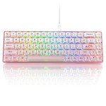Womier W-K68 60% Keyboard Gaming - Wired Creamy Mechanical Keyboard, Hot-Swappable RGB Custom Mini Key Board with Arrow Keys/Software Supported, Prelubrication Linear Switch - Pink