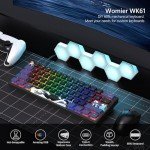 Womier 60% Keyboard Gaming, WK61 Creamy Mechanical Wired Keyboard Anime, Hot-Swappable RGB Key Board with PBT Keycaps for Windows PC Gamers - POM Linear Red Switch(Black Kanagawa)