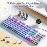 AULA Keyboard, F2088 Pro 108 Keys Purple Mechanical Red Switches Keyboard with RGB Rainbow Backlit, Removable Upper Cover,Aesthetic Media Control Knob Programmable USB Wired Keyboards for MAC PC Gamer