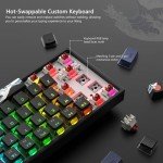 Womier 60% Keyboard Gaming, WK61 Creamy Mechanical Wired Keyboard Anime, Hot-Swappable RGB Key Board with PBT Keycaps for Windows PC Gamers - POM Linear Red Switch(Black Kanagawa)