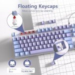 AULA Keyboard, F2088 Pro 108 Keys Purple Mechanical Red Switches Keyboard with RGB Rainbow Backlit, Removable Upper Cover,Aesthetic Media Control Knob Programmable USB Wired Keyboards for MAC PC Gamer