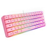 Snpurdiri 60% Wired Gaming Keyboard,RGB Backlit Ultra-Compact Waterproof Mini 61 Keys Keyboard, for PC/Mac Gamer, Typist, Travel, Easy to Carry on Business Trip(Pink)