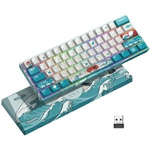 60 Percent Keyboard, XVX M61 Pro 3-Modes Wireless Mechanical Keyboard, Hot-Swappable Custom Gaming Keyboard, RGB Backlit Keyboard for Windows Mac PC Gamers(Coral Sea Theme, Pre-lubed Linear Switch)