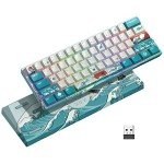 60 Percent Keyboard, XVX M61 Pro 3-Modes Wireless Mechanical Keyboard, Hot-Swappable Custom Gaming Keyboard, RGB Backlit Keyboard for Windows Mac PC Gamers(Coral Sea Theme, Pre-lubed Linear Switch)