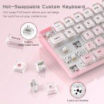 Womier W-K68 60% Keyboard Gaming - Wired Creamy Mechanical Keyboard, Hot-Swappable RGB Custom Mini Key Board with Arrow Keys/Software Supported, Prelubrication Linear Switch - Pink