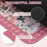 iCasso Floral Desk Mat for Keyboard and Mouse,Cute Gaming Mouse Pad XXL,Anti-Slip Desk Matt for Desktop,Soft Lycra Surface Computer Mat Women,Girly Big Mousepad for Home Office (Pink)