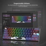 Womier 60% Keyboard Gaming, WK61 Creamy Mechanical Wired Keyboard Anime, Hot-Swappable RGB Key Board with PBT Keycaps for Windows PC Gamers - POM Linear Red Switch(Black Kanagawa)