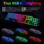 HUO JI E-Yooso Z-88 Wired Typewriter Style Mechanical Gaming Keyboard, Programmable RGB Backlit, Blue Switches - Clicky, USB-C Cable, Metal Panel, 104 Double-Shot Keycaps for PC, White