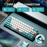 60 Percent Keyboard, XVX M61 Pro 3-Modes Wireless Mechanical Keyboard, Hot-Swappable Custom Gaming Keyboard, RGB Backlit Keyboard for Windows Mac PC Gamers(Coral Sea Theme, Pre-lubed Linear Switch)