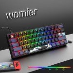 Womier 60% Keyboard Gaming, WK61 Creamy Mechanical Wired Keyboard Anime, Hot-Swappable RGB Key Board with PBT Keycaps for Windows PC Gamers - POM Linear Red Switch(Black Kanagawa)