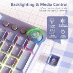 AULA Keyboard, F2088 Pro 108 Keys Purple Mechanical Red Switches Keyboard with RGB Rainbow Backlit, Removable Upper Cover,Aesthetic Media Control Knob Programmable USB Wired Keyboards for MAC PC Gamer