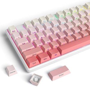 Guffercty kred Cute Gradient PBT Key Caps 135-keys Custom Minimalist Side Printed Double Shot Keycaps with Cherry Profile for 61/68/96/108Mechanical Gaming Keyboard (Blush)