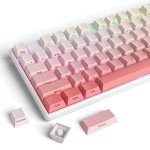 Guffercty kred Cute Gradient PBT Key Caps 135-keys Custom Minimalist Side Printed Double Shot Keycaps with Cherry Profile for 61/68/96/108Mechanical Gaming Keyboard (Blush)