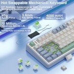 AULA F75 75% Wireless Mechanical Keyboard,Gasket Hot Swappable Custom Keyboard,Pre-lubed Reaper Switches RGB Backlit Gaming Keyboard,2.4GHz/Type-C/BT5.0 Mechanical Keyboard (White & Green)