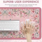 iCasso Floral Desk Mat for Keyboard and Mouse,Cute Gaming Mouse Pad XXL,Anti-Slip Desk Matt for Desktop,Soft Lycra Surface Computer Mat Women,Girly Big Mousepad for Home Office (Pink)