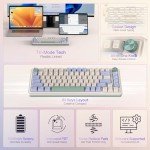 Redragon K673 PRO 75% Wireless Gasket RGB Gaming Keyboard, 3-Modes 81 Keys Compact Mechanical Keyboard w/Hot-Swap Socket, Dedicated Knob Control & Sound Absorbing Pads, Linear Red Switch