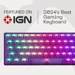 Higround Crystal Amethyst Basecamp 65% Mechanical USB Wired Gaming Keyboard, White Flame Switches, Programable RGB, Transparent/Translucent, Hot-Swappable, Deep Thock Creamy Sounding PC Keyboard
