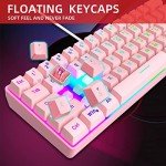 Snpurdiri 60% Wired Gaming Keyboard,RGB Backlit Ultra-Compact Waterproof Mini 61 Keys Keyboard, for PC/Mac Gamer, Typist, Travel, Easy to Carry on Business Trip(Pink)