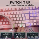 Orzly Pink Gaming Keyboard RGB USB Wired Rainbow Keyboard Designed for PC Gamers, PS4, PS5, Laptop, Xbox, Nintendo Switch, RX-250 Hornet Edition